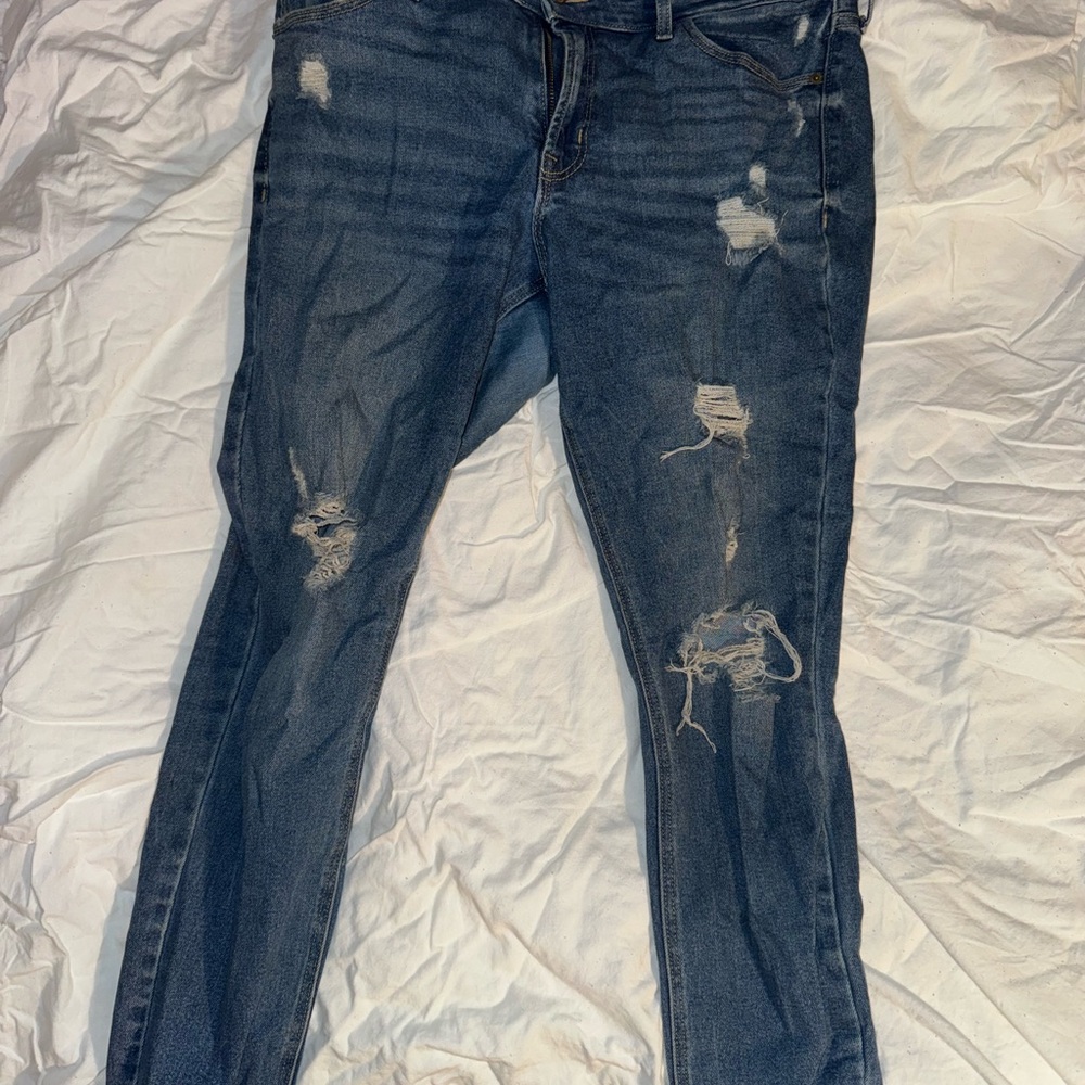 Old Navy Dark Blue Distressed Skinny Jeans